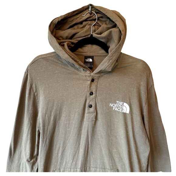 THE NORTH FACE Shirt Mens Medium 1/4 Snap Pullover Hooded Brown Lightweight - Picture 3 of 11